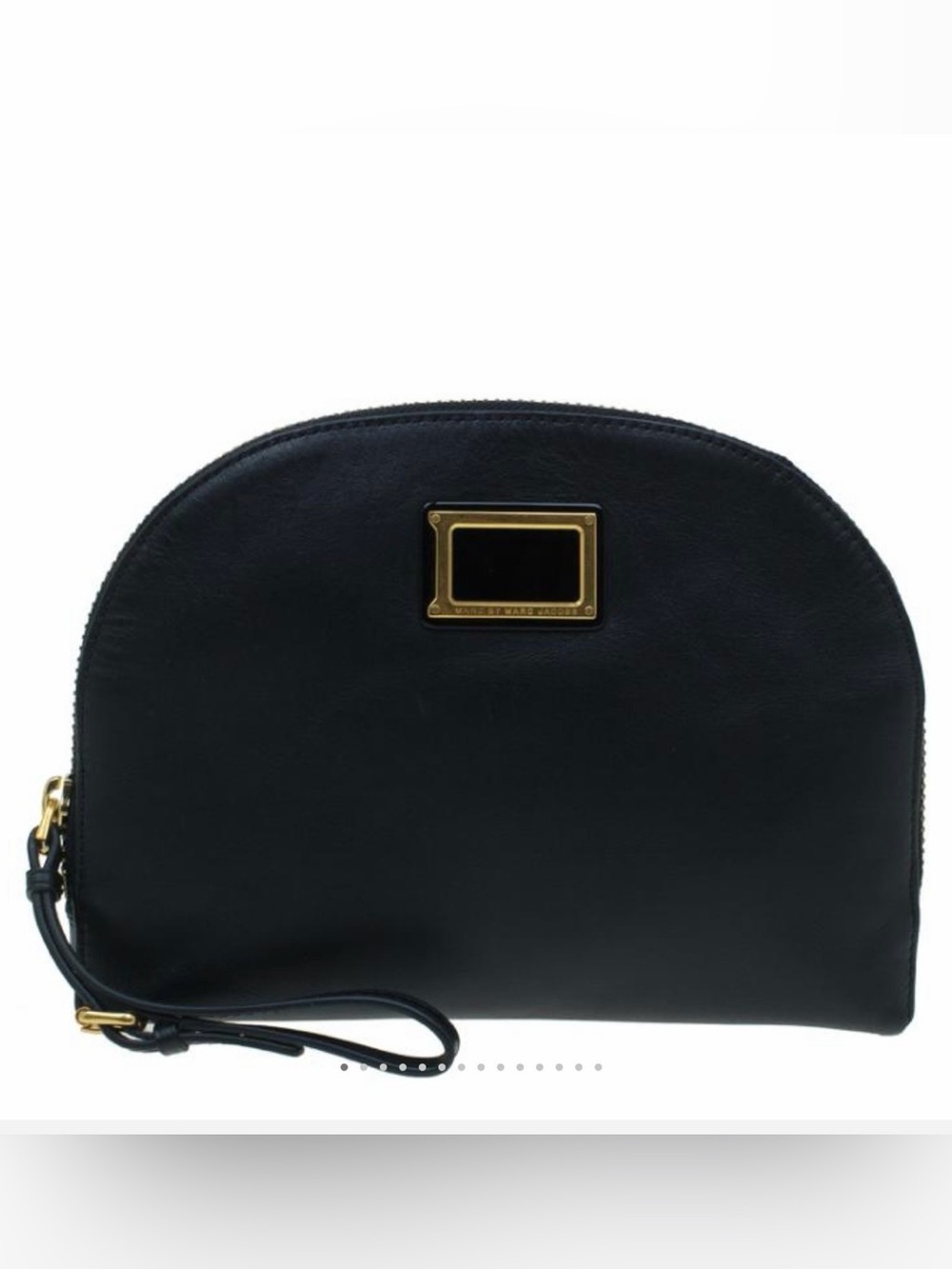 MARC BY MARC JACOBS Black Leather Wristlet Clutch with Gold Accents